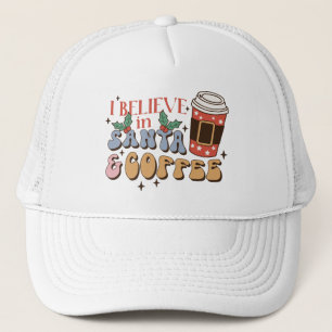 Ich glaube an Santa und Kaffee Weihnachtslatte Truckerkappe