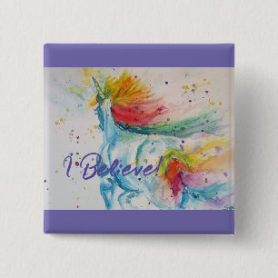 Ich glaube an Unicorns Rainbow Niedlich Girls Teen Button