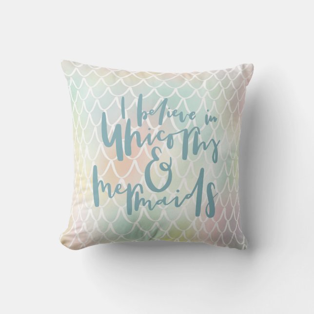 ICH GLAUBE AN UNICORNS UND MERMAIDS MEERBLAU KISSEN (Vorderseite)