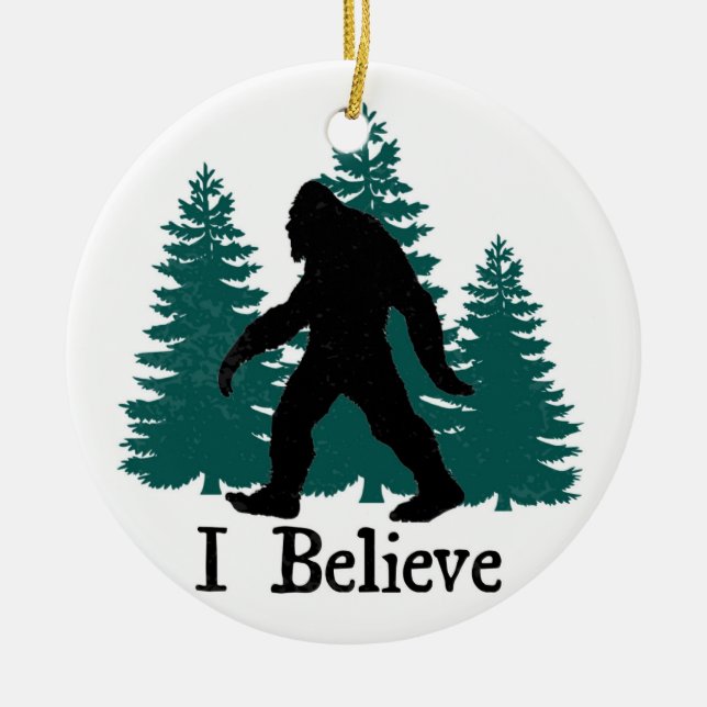Ich glaube Bigfoot u. Bäumen Keramikornament (Vorne)