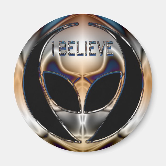 ICH GLAUBE, CHROME ALIEN HEAD MAGNET (Vorne)