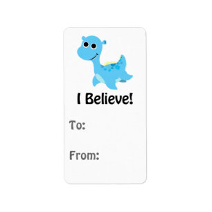 Ich glaube! Cute Blue Nessie Adressaufkleber