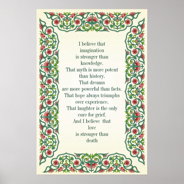 Ich glaube, dass Vorstellungskraft ein stärkeres W Poster (Vorne)