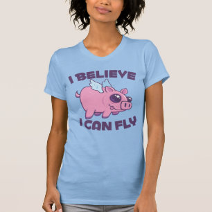 Ich glaube, ich kann fliegen Süßes Kawaii Schweinc T-Shirt