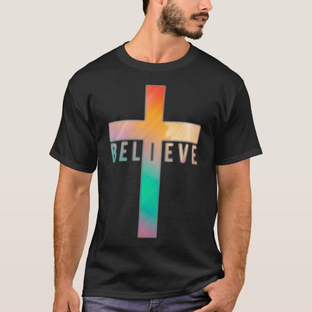 Ich glaube Jesus Christus Kreuz Gott  T-Shirt (Vorderseite)