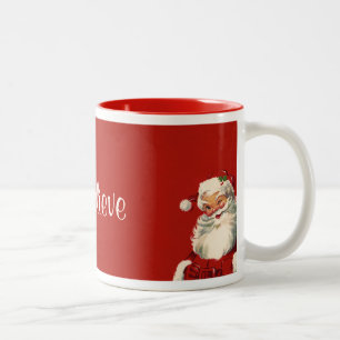 "Ich glaube" Jolly Vintag Santa Zweifarbige Tasse
