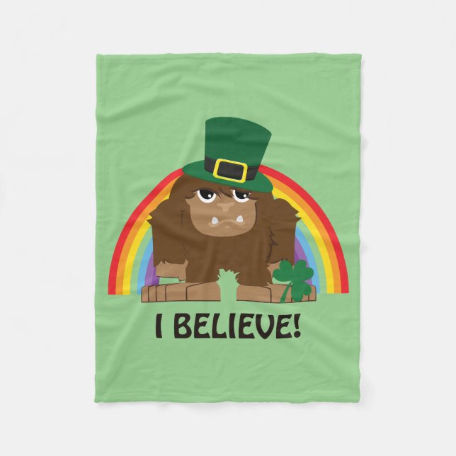 Ich glaube! Leprechaun Bigfoot Fleecedecke (Vorderseite)