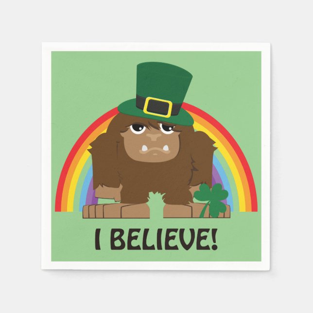 Ich glaube! Leprechaun Bigfoot Serviette (Vorderseite)