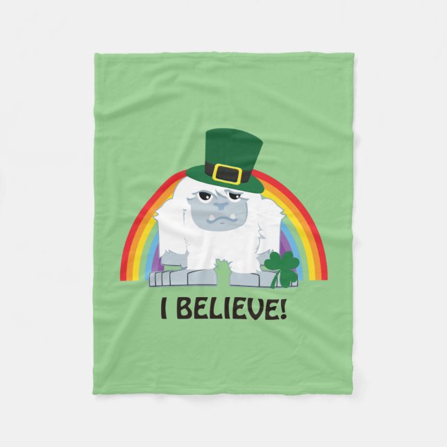 Ich glaube! Leprechaun Yeti Fleecedecke (Vorderseite)