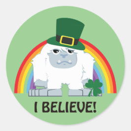 Ich glaube! Leprechaun Yeti Runder Aufkleber