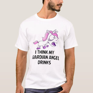 Ich glaube, mein Wächter Angel trinkt lustige Unik T-Shirt