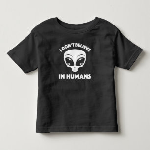 Ich glaube nicht an Menschen Cartoon-Alien in Weiß Kleinkind T-shirt