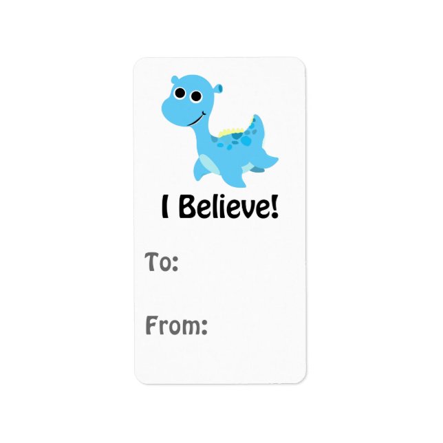 Ich glaube! Niedlich Blue Nessie Adressaufkleber (Vorne)