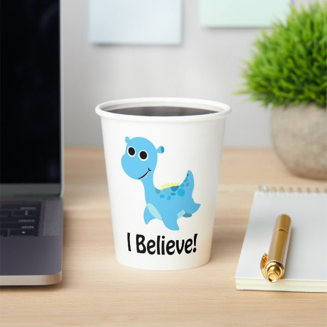 Ich glaube! Niedlich Blue Nessie Pappbecher (InSitu)