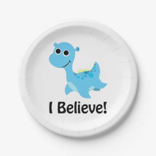 Ich glaube! Niedlich Blue Nessie Pappteller