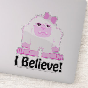 Ich glaube, Niedlicher Cartoon Girl Yeti Aufkleber