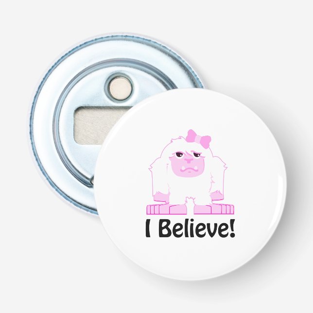 Ich glaube, Niedlicher Cartoon Girl Yeti Flaschenöffner (Vorderseite)