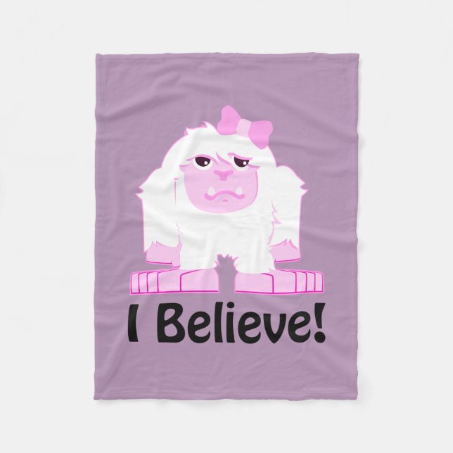 Ich glaube, Niedlicher Cartoon Girl Yeti Fleecedecke (Vorderseite)