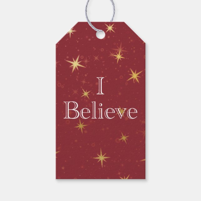 Ich glaube, Red & Imitate Gold Foil Stars Geschenkanhänger (Vorderseite)