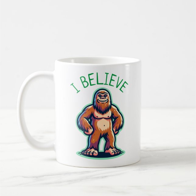 Ich glaube Sasquatch Bigfoot Kaffeetasse (Links)