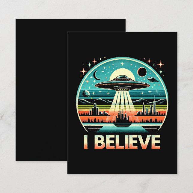 Ich glaube - UFO RSVP Karte (Vorne/Hinten)