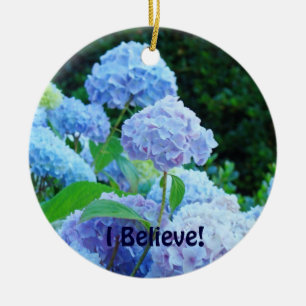 Ich glaube! Weihnachtsverzierungs-BlauHydrangeas Keramikornament