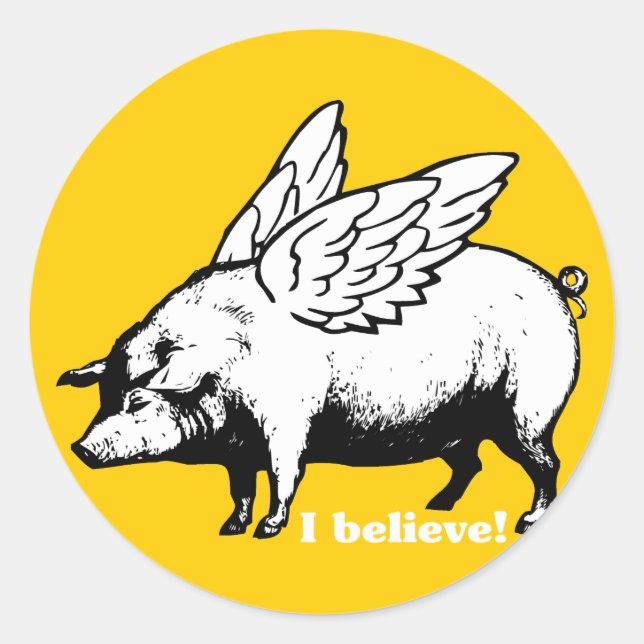 Ich glaube - wenn Schweine fliegen könnten Runder Aufkleber (Vorderseite)