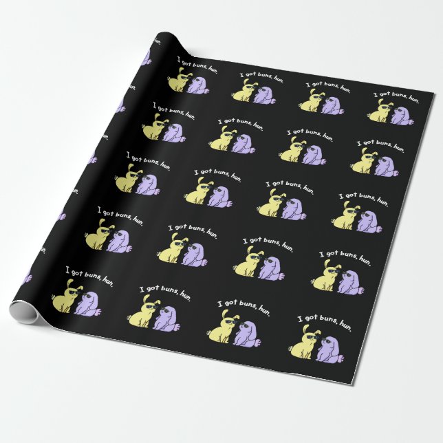 Ich Got Buns Hun Funny Bunny Rabbit Pub Dark BG Geschenkpapier (Ungerollt)