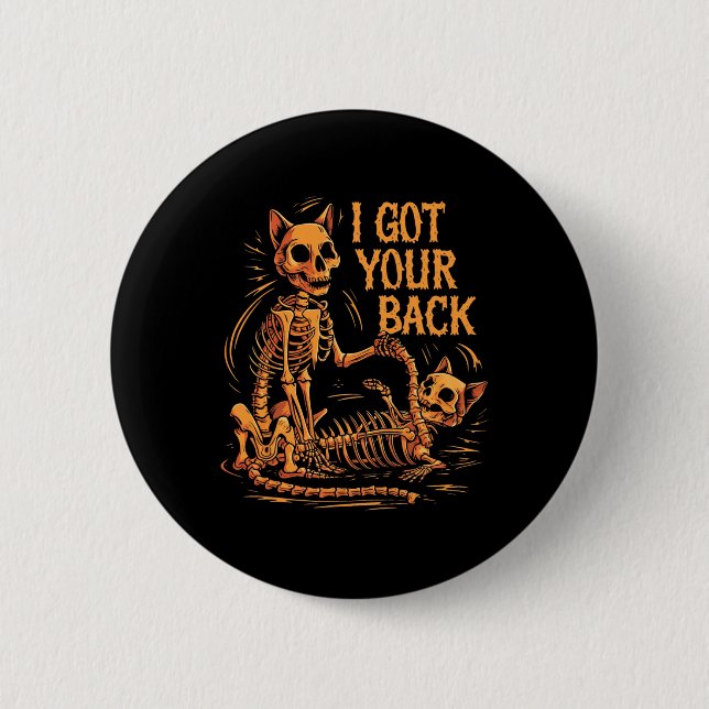 Ich Got dein Ck Funny Halloween Cat Skeleton Skull Button (Vorderseite)