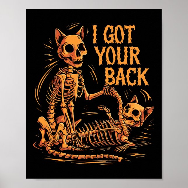 Ich Got dein Ck Funny Halloween Cat Skeleton Skull Poster (Vorne)