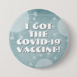 Ich Got den Covid-19 Impfstoff Aquamarin gestreift Button