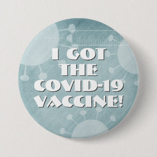 Ich Got den Covid-19 Vaccine Aquamarin Stripe Grun Button