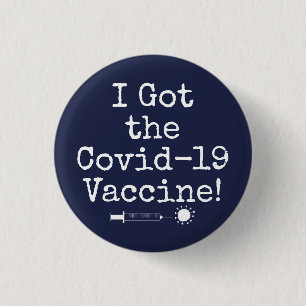 Ich Got den Covid-19 Vaccine Simple Dark Navy Blue Button