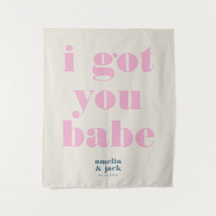 Ich Got dir Babe Bright Pink Bold Weddrop Wandteppich