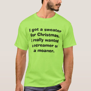 Ich got eine Strickjacke für Weihnachten. Ich T-Shirt