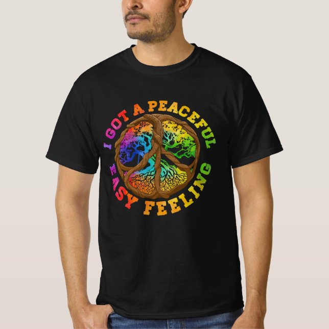 Ich Got Friedliches Easy Gefühl Hippie Peace Tree  T-Shirt (Vorderseite)