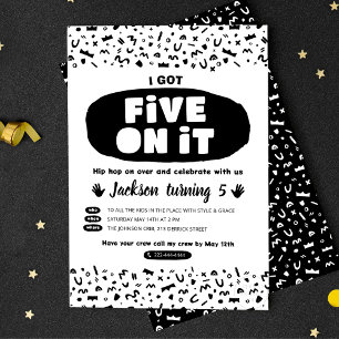 Ich Got fünf darauf, 90er Hip Hop Geburtstagsschul Einladungspostkarte