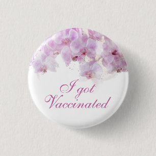 Ich Got geimpfte Orchid Watercolor Floral Wedding Button