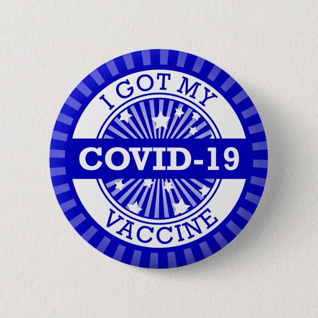 Ich Got mein Covid 19 Impfstern Burst Blue Button (Vorderseite)