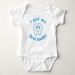 Ich got mein erstes Zahn-Baby-Einteiler-T-Shirt Baby Strampler