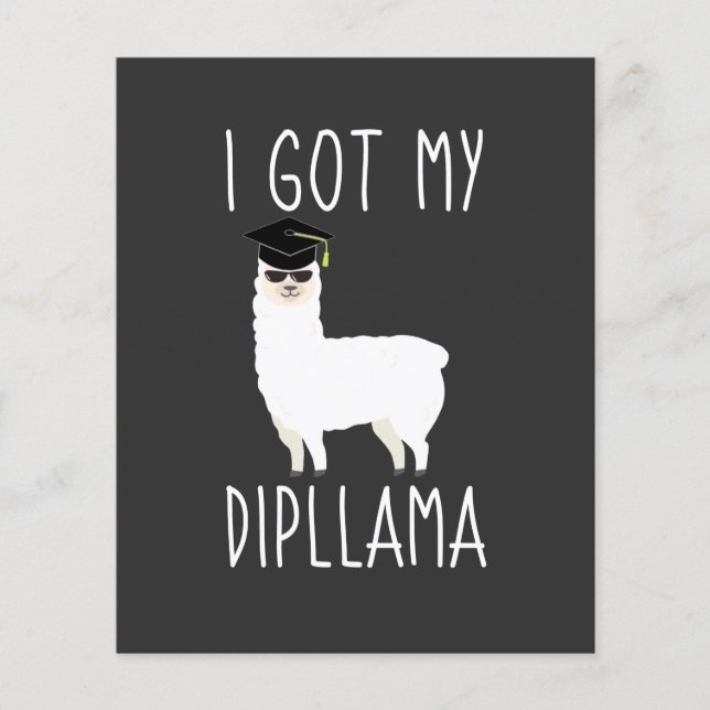 Ich Got meinen Dipllama Abschluss Llama Pun Einlad (Vorderseite)