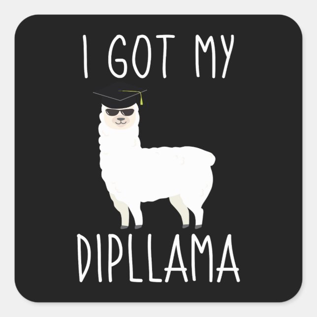 Ich Got meinen Dipllama Quadratischer Aufkleber (Vorderseite)