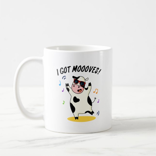 Ich Got Mooves Funny Dancing Kuh Puff Kaffeetasse (Links)