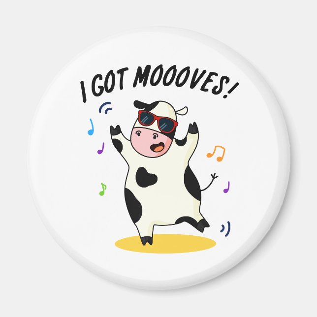 Ich Got Mooves Funny Dancing Kuh Puff Magnet (Vorne)