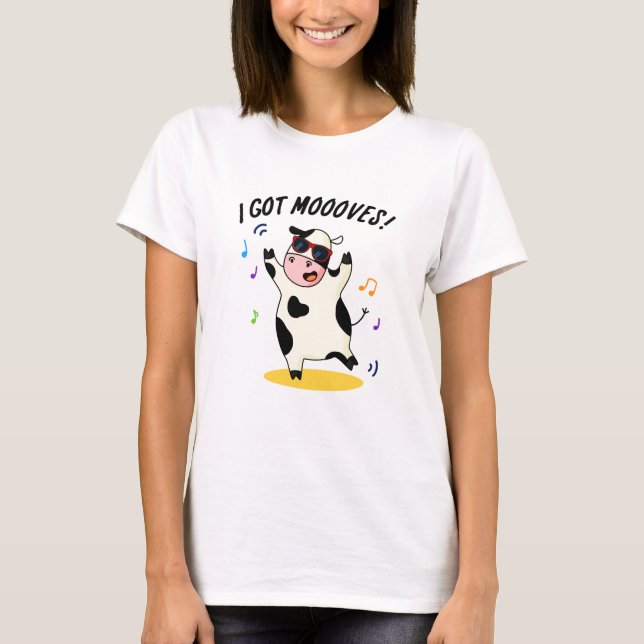 Ich Got Mooves Funny Dancing Kuh Puff T-Shirt (Vorderseite)
