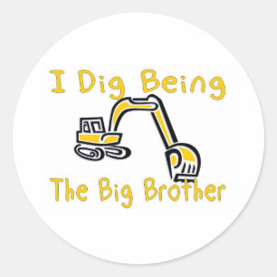 Ich grabe großen Bruder Runder Aufkleber