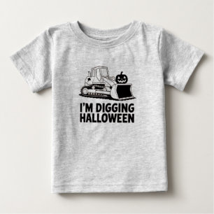 Ich grabe Halloween-Kürbisgesicht-Traktor-Kinder Baby T-shirt