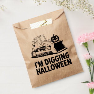 Ich grabe Halloween-Kürbisgesicht-Traktor-Kinder Geschenktütchen