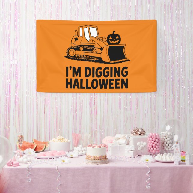 Ich grabe Halloween Pumpkin Face Traktor Kids Banner (Party)
