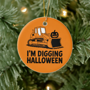 Ich grabe Halloween Pumpkin Face Traktor Kids Keramik Ornament